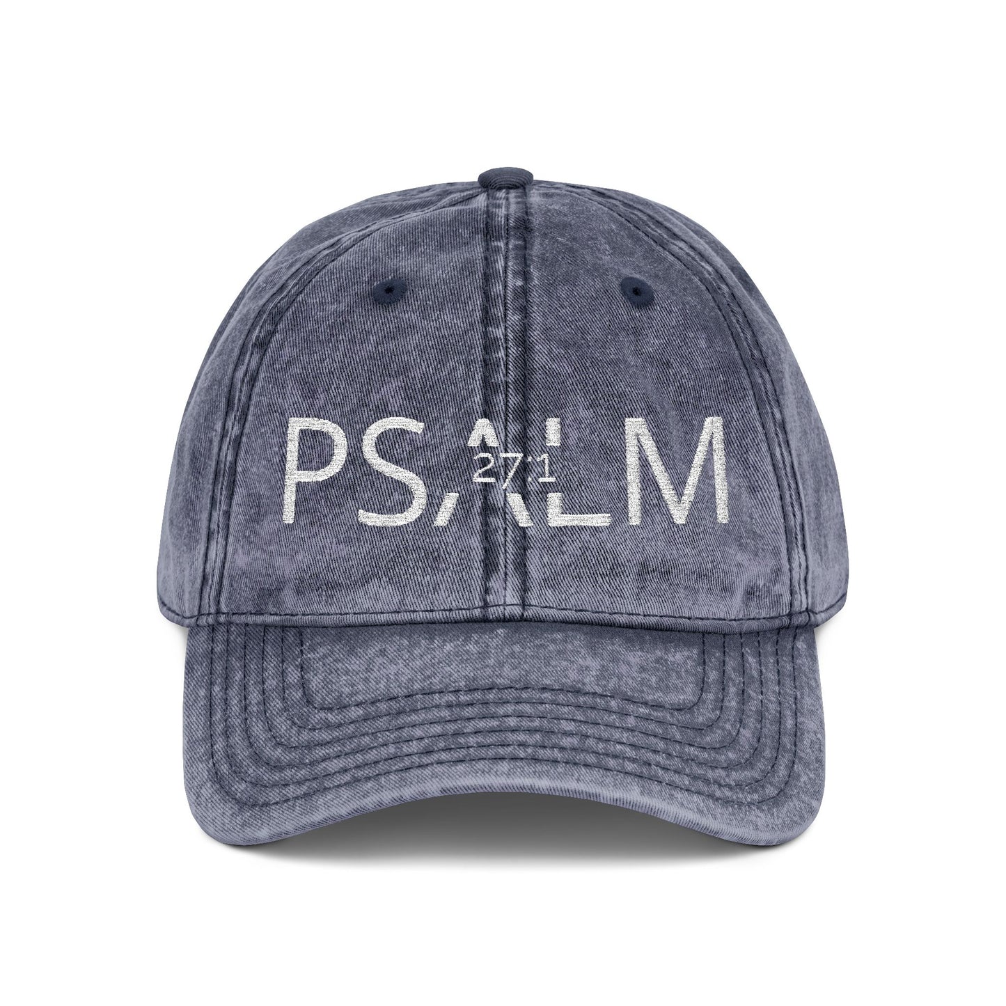 Embroidered 'PSALM' Vintage Wash Cap — Distressed Christian Baseball Hat