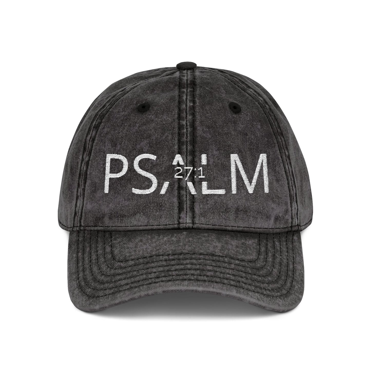 Embroidered 'PSALM' Vintage Wash Cap — Distressed Christian Baseball Hat