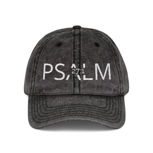 Embroidered 'PSALM' Vintage Wash Cap — Distressed Christian Baseball Hat