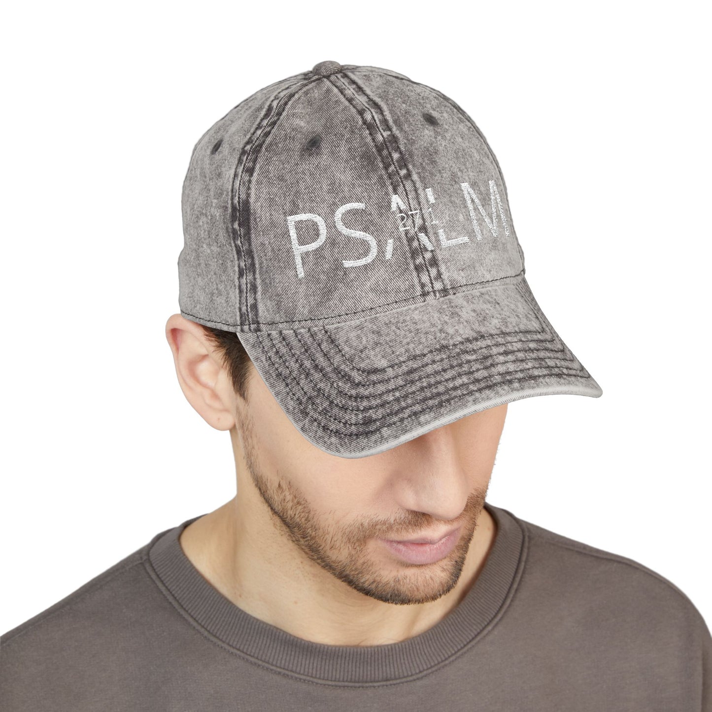 Embroidered 'PSALM' Vintage Wash Cap — Distressed Christian Baseball Hat