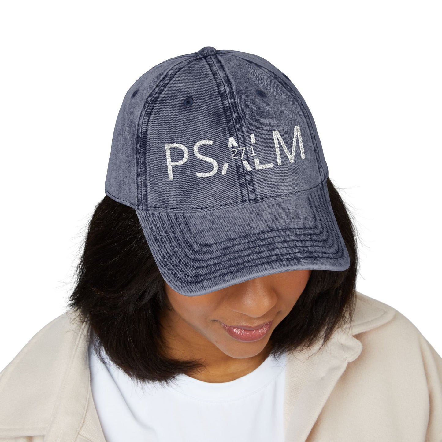 Embroidered 'PSALM' Vintage Wash Cap — Distressed Christian Baseball Hat
